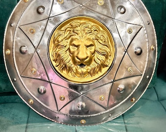 Medieval Lion Shield Wall Hanging | Handmade Knight & Viking Armor | Gothic Home Decor Gift