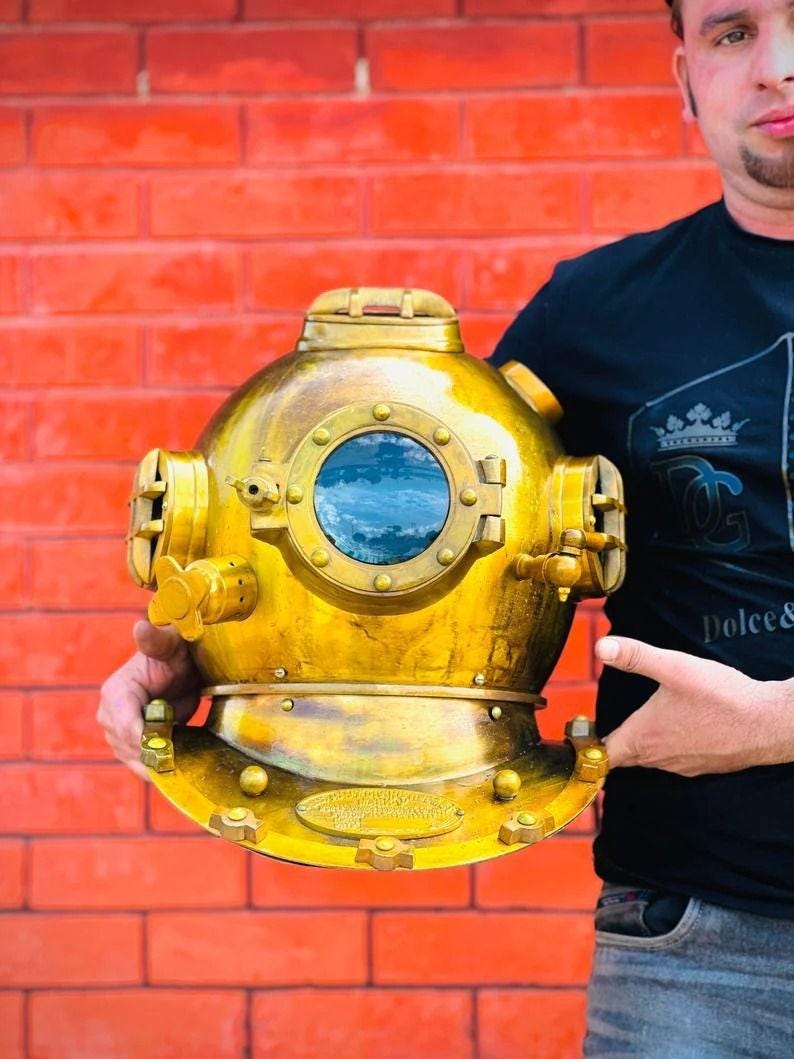 Vintage Deep Sea Diver Helmet Wall Decor | Nautical Industrial Art - Etsy