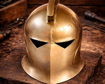 Handmade Golden Spartan Helmet – 18 Gauge Steel, Cosplay LARP Armor