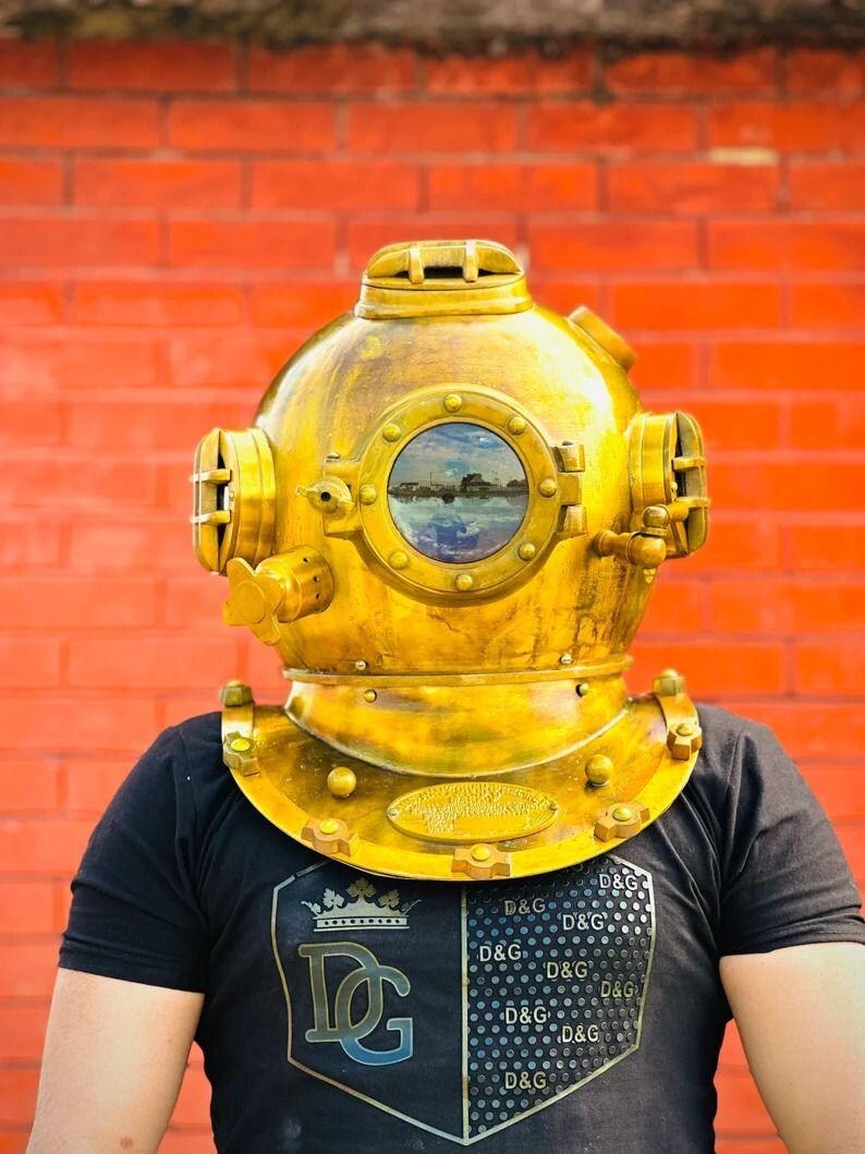 Vintage Deep Sea Diver Helmet Wall Decor | Nautical Industrial Art - Etsy