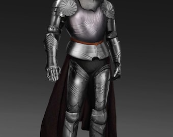 Maximilian Armor Suit, Gothic Fluted Steel Knight Armor, Frog Mouth Helm Display