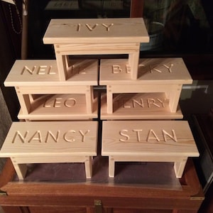 Personalised Wooden Toddler Stool | Custom Name Kids Seat | Handmade Pine Stool Gift