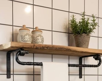 Hand Forged Wrought Iron Towel Holder – Rustic Kitchen Organizer Hanger