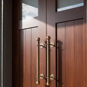 Premium Hand-Forged Door Pull Handles with Bronze Patina,Luxury Entry Door Hardware