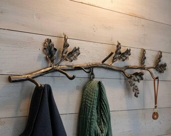 Decoración de pared única de metal hecha a mano, ganchos de pared forjados, regalo para él, idea de regalo para inauguración de casa, colgador de pared artesanal, arte de pared funcional