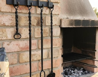 Hand Forged BBQ Tool Set, Blacksmith Grill Tools, Forged BBQ Accessories, Rustic Outdoor Grill Tools, Wrought Iron BBQ Tools