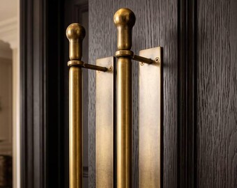 Sturdy forged handles with backplates for entrance doors; classic-style door handle,Handcrafted premium door hardware for entrance doors