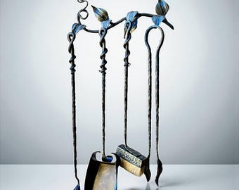 Qtmnekly Coal Shovel And Hearth Brush Set, Fireplace Shovel And Brush Hearth Tidy Set Fireplace Tool Set Fire Pit Tools Wood Metal Wood Color