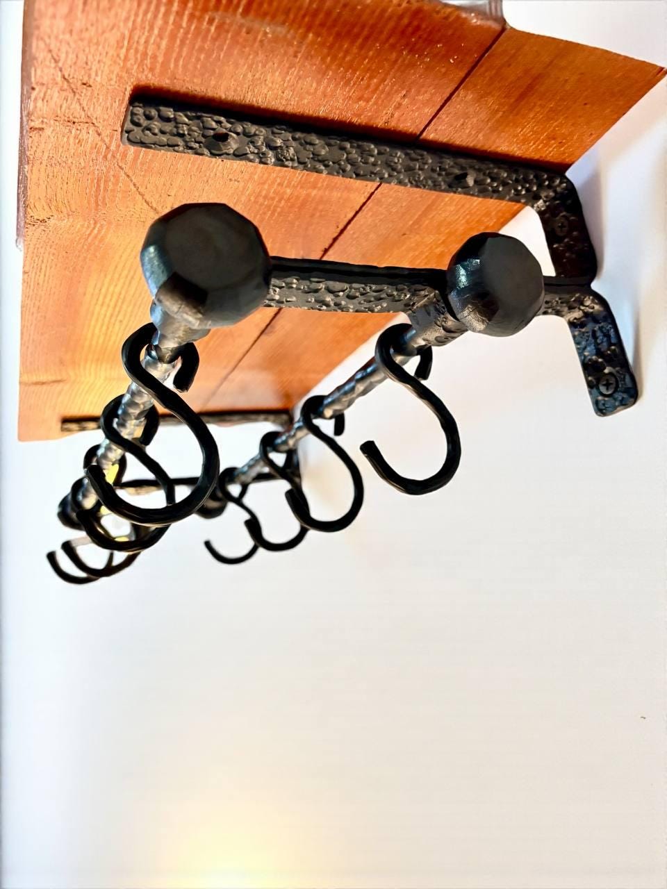 Iron Kitchen Rack Hand Forged Iron Kitchen Rack With Two Bars,wall Mounted Rack With ...