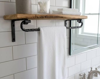 Bathroom towel holder, metal towel bar, bathroom accessory, black classic towel holder