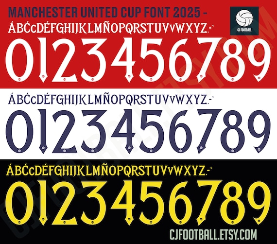 Manchester United 2025 Font: Jersey Number Typography (digital