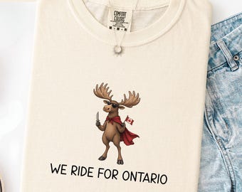T-shirt met het thema Lake Ontario, T-shirt met de tekst "We Ride For Ontario" in comfortabele kleuren, T-shirt ter ondersteuning van Canada in grote maten, subtiel FDT-shirt, T-shirt met anti-Trump politieke humor