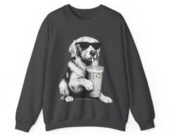 Chill Dog in Sunglasses lounging in Chair with Drink Sweatshirt