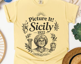 Maglietta taglie forti "Picture It Sicily 1922", maglietta retrò oversize, maglietta italiana retrò, regalo Golden Girls, maglietta taglie forti anni '80, t-shirt Sicilia