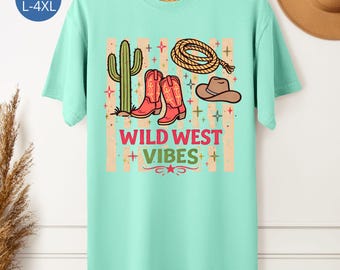 Camiseta del Salvaje Oeste de Tallas Grandes, Camiseta con Gráficos del Oeste, Camiseta de Vaquera para Mujeres de Tallas Grandes, Camiseta de Chica Campesina para Ella, Regalo Boho del Oeste para Ella
