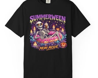 Camiseta de fiesta en la piscina de verano 2026, talla grande, divertida camiseta con humor para mamás, color cómodo, camiseta de esqueleto para madres, regalo para fiesta en la piscina de verano.