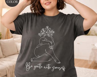 Camiseta de talla grande con mensajes positivos, regalo de amor propio para mujeres de talla grande, camiseta motivacional, regalo para promover la positividad corporal, camiseta cómoda de color.
