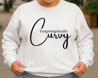 Sudadera de talla grande para mujeres con curvas, sudadera extragrande con cuello redondo que promueve la positividad corporal, camiseta de confianza para mujeres de talla grande, ropa de amor propio para mujeres de talla grande.