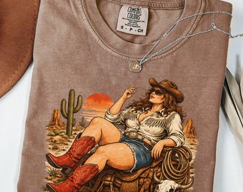 Camiseta vaquera retro de talla grande, camiseta con estampado western, camiseta de chica campestre de talla grande, regalo de rodeo western para ella, camiseta western vintage