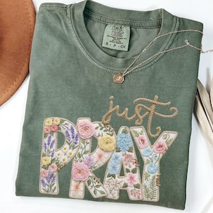 Camiseta de hilo sintético "Just Pray" (Solo reza), regalo religioso para mujeres de tallas grandes, camiseta de fe cristiana, regalo para amantes del cristianismo, camiseta extragrande de Jesús para ella.