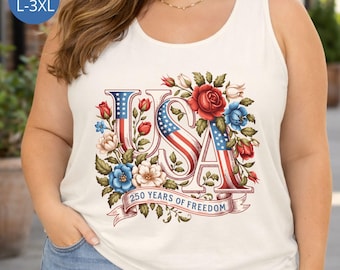 Camiseta sin mangas de talla grande del 250 aniversario de EE. UU., camiseta retro del Día de la Independencia, camiseta patriótica para mujeres de talla grande, conjunto para el Día de la Independencia de EE. UU. para ella