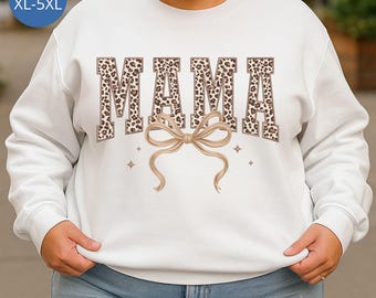 Sudadera de leopardo para mamá, camisa de leopardo para mujer de talla grande, lazos de leopardo para mujer, regalo para el Día de la Madre.