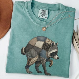 Plus Size Patchwork Jimothy T-Shirt, Faux Patchwork Jimothy Raccoon Tee, Viral Internet Meme Seattle Raccoon Shirt Comfort Color Tee For Her