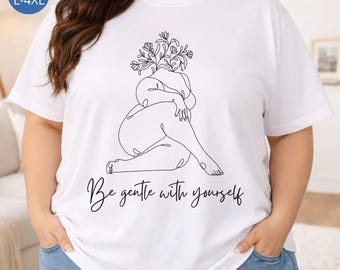 Camiseta de talla grande con curvas sin complejos, camiseta de positividad corporal para mujeres de talla grande, regalos con palabras de afirmación, camiseta de confianza para ella.