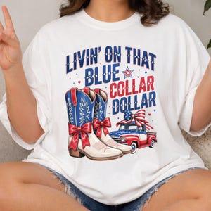 Camiseta de talla grande "Viviendo con ese dólar de obrero", Camiseta de clase trabajadora, Camiseta patriótica de talla grande, Camiseta de esposa obrera, Camiseta retro del oeste