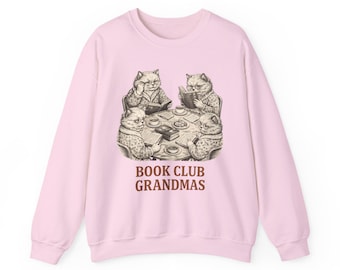 Sudadera de la abuela del club de lectura / Ilustración vintage de gatos leyendo