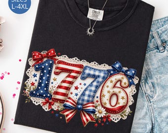 Camiseta patriótica de talla grande con estampado de retazos, camiseta vintage con la bandera estadounidense para mujeres de talla grande, regalo del Día de la Independencia para ella, camiseta de color cómodo.