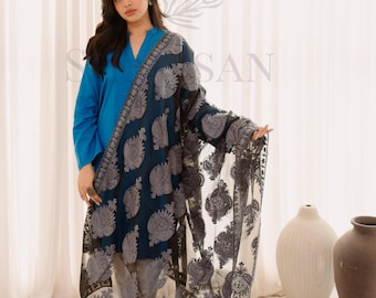 Gestickte indische Duppata: Dupatta für Lehanga, Hochzeitsgeschenk