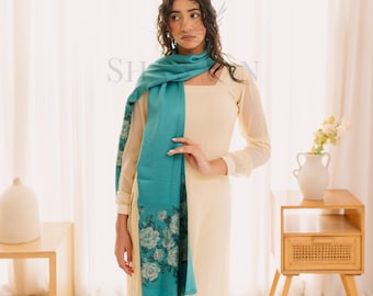 Luxury Acrylic Wool Scarf for Women: Boho Floral Shawl Wrap Scarves