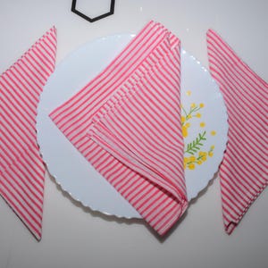 Striped Napkins, Salmon, striped Indian Hand Block printed Napkins Cotton Wedding party cloth Napkins, Housewarming Christmas Gifts