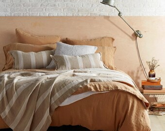 Handmade French Flax Linen Duvet Cover Set, Stonewashed Bedding with Button Closure