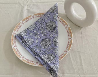 Servilletas de algodón estampadas a mano con motivos florales, decoración para bodas indias.
