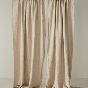 Pannello per tenda in lino naturale, drappeggio boho effetto stonewashed, misura personalizzata