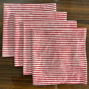 Striped Napkins, Royal Poinciana, striped Indian Hand Block printed Napkins Cotton Wedding party cloth Napkins, Housewarming Christmas Gifts