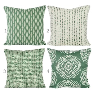 Green Pillow COVERS Designer Green Cream Cushion Pillows Scott Living Fabric Farmhouse Pillow Euro Shams All Sizes, Mix and Match
