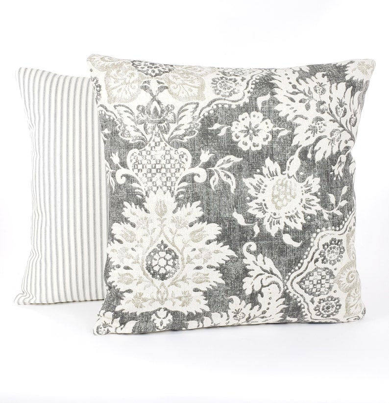 Farmhouse Pillows Gray Tan Throw Pillow Covers Grey Etsy