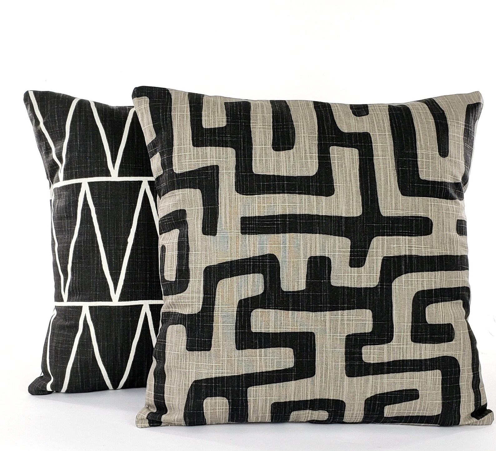 Black Taupe Decorative Pillow Cover modern Boho Linen Like Etsy
