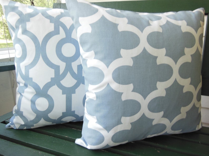 Slate Blue White Throw Pillow COVER Couch Sofa Pillow Etsy