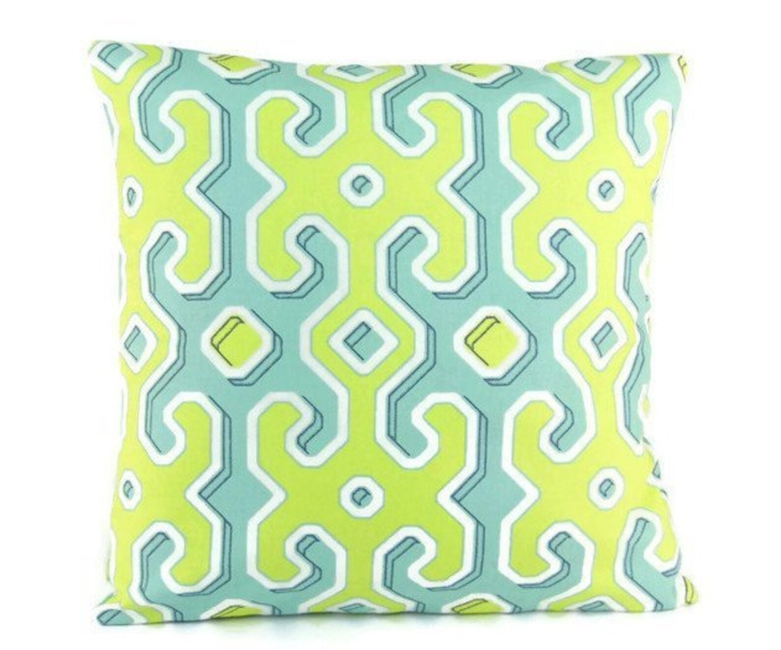 Aqua Lime Green Throw Pillow Cushion Cover Spa Blue Etsy