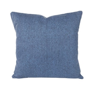 Denim Pillow Farmhouse Solid Denim Cover Blue Decorative Throw Pillow Couch Decorative Bedding Euro Shams Neutral SeamsToMe23