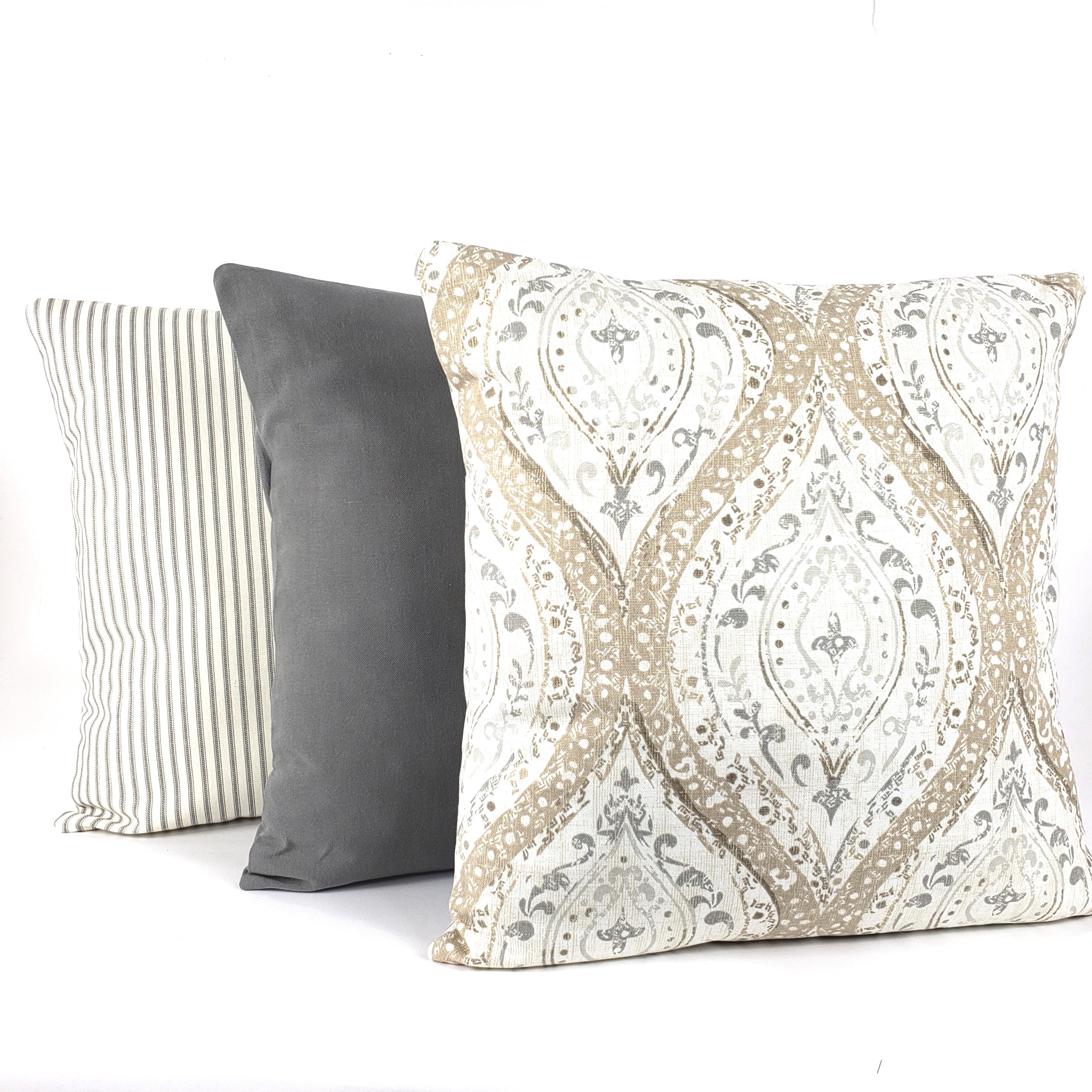 Farmhouse Pillows Gray Tan Throw Pillow Covers Grey Etsy Canada