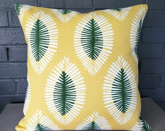 OUTDOOR Spice Yellow Pillow COVER, Bohemian, Yellow Green White Beach Pillow, Coastal Pillow Cushion Cover, Patio Cottage
