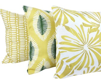 Yellow Geometric Outdoor Pillow Cover: Bohemian Coastal Decor