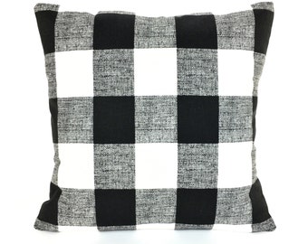 Farmhouse Buffalo Check -Black White Throw Pillow Cover -Black Plaid Gingham Couch Sofa Cushion Bedding Shams Cottage Decor Shams Gift Idea