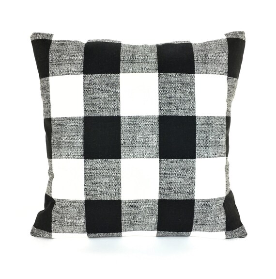 Farmhouse Buffalo Check Black White Throw Pillow Cover Plaid Gingham Couch Sofa Cushion Bedding Shams Cottage Decor Gift Idea