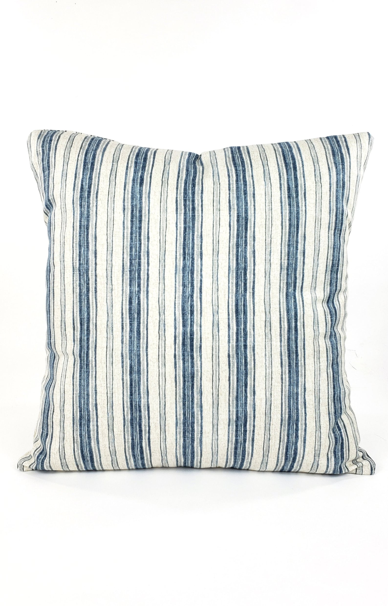Blue Farmhouse Pillow Cover denim Blue Grey Stripe Pillow Etsy